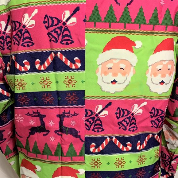 Ugly Christmas Blazer Sport Coat Jacket Santa Reindeer Matching Tie Pink M - Picture 3 of 4